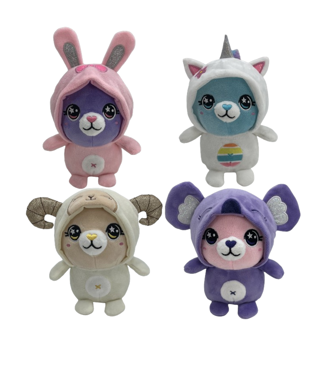 Plys Hoodii nøgleringe - 4 ass på avance strip - 12 stk